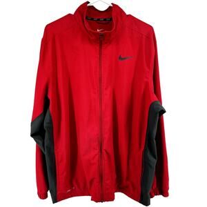 Nike Dri-Fit Windbreaker Jacket Full Zip Logo Swoosh Colorblock Red Gray XL